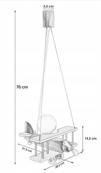 Lampa wisząca Samolot mały biało-naturalny