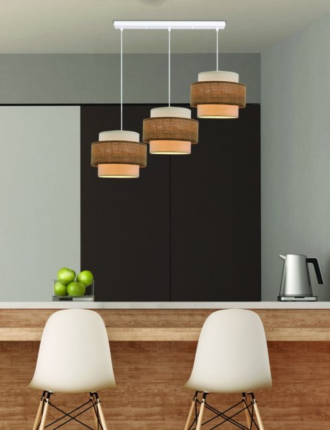 Juta lampa wisząca biały 3x40w e27 abażur biały+beżowy Juta lampa wisząca biały 3x40w e27 abażur biały+beżowy