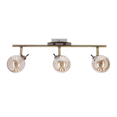 Lentini lampa sufitowa listwa patynowy 3x40w g9 klosz bursztynowy Lentini lampa sufitowa listwa patynowy 3x40w g9 klosz bursztynowy