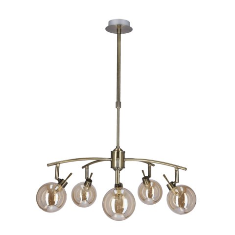 Lentini lampa wisząca patynowy 5x40w g9 klosz bursztynowy Lentini lampa wisząca patynowy 5x40w g9 klosz bursztynowy