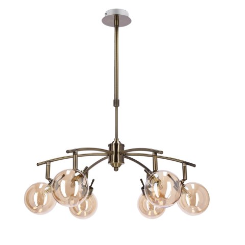 Lentini lampa wisząca patynowy 6x40w g9 klosz bursztynowy Lentini lampa wisząca patynowy 6x40w g9 klosz bursztynowy