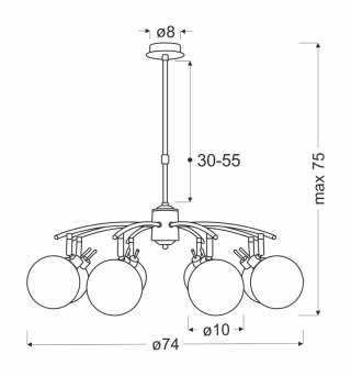 Lentini lampa wisząca patynowy 8x40w g9 klosz bursztynowy