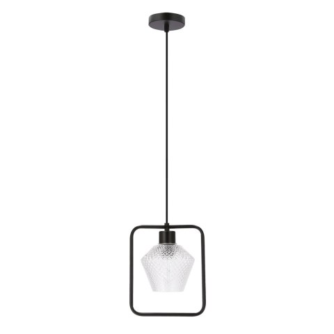 NIKO LAMPA WISZĄCA CZARNY 1X40W E27 KLOSZ BEZBARWNY KARBOWANY NIKO LAMPA WISZĄCA CZARNY 1X40W E27 KLOSZ BEZBARWNY KARBOWANY