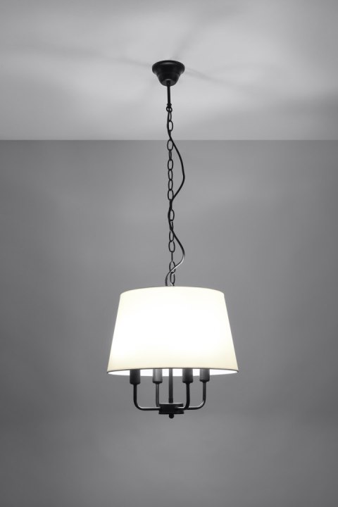 Pasteri lampa wisząca czarny matowy 4x40w e14 abażur beżowy