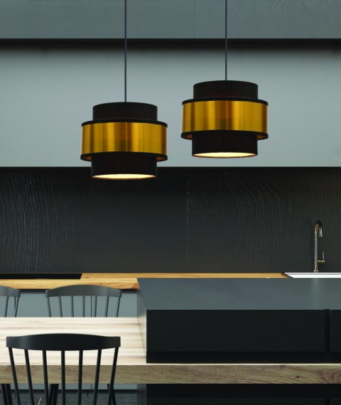 Prestige lampa wisząca czarny 2x40w e27 abażur czarny+złoty Prestige lampa wisząca czarny 2x40w e27 abażur czarny+złoty