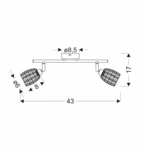 Shiba lampa sufitowa listwa chromowy 2x15w g9 klosz bezbarwny