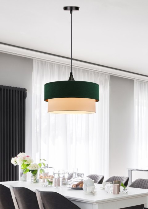 Sinagra lampa wisząca czarny 1x60 e27 abażur duo 35+30 but.zieleń\zloto+ biały Sinagra lampa wisząca czarny 1x60 e27 abażur duo 35+30 but.zieleń\zloto+ biały