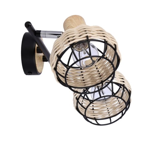 Tajga lampa sufitowa listwa czarny+drewniany 2x40w e14 klosz czarny+drewniany