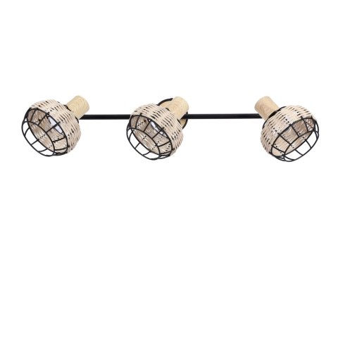 Tajga lampa sufitowa listwa czarny+drewniany 3x40w e14 klosz czarny+drewniany