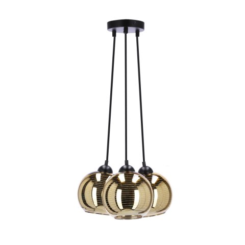 Trio lampa wisząca czarny 3x60w e27 klosz złoty Trio lampa wisząca czarny 3x60w e27 klosz złoty