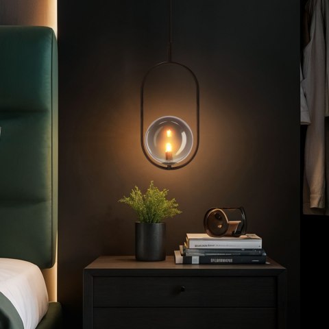 Lampa wisząca CORDEL elegancka - czarna z grafitowym kloszem kulką - nowoczesne oświetlenie salonu i łazienki 1x G9 LED Lampa wisząca CORDEL elegancka - czarna z grafitowym kloszem kulką - nowoczesne oświetlenie salonu i łazienki 1x G9 LED