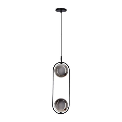 Lampa wisząca CORDEL elegancka - czarna z grafitowymi kloszami kulkami - minimalistyczne oświetlenie salonu 2x G9 LED Lampa wisząca CORDEL elegancka - czarna z grafitowymi kloszami kulkami - minimalistyczne oświetlenie salonu 2x G9 LED