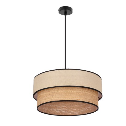 LORENZO lampa wisząca czarny 1x60W E27 abażur kremowy z czarną oblamówką LORENZO lampa wisząca czarny 1x60W E27 abażur kremowy z czarną oblamówką