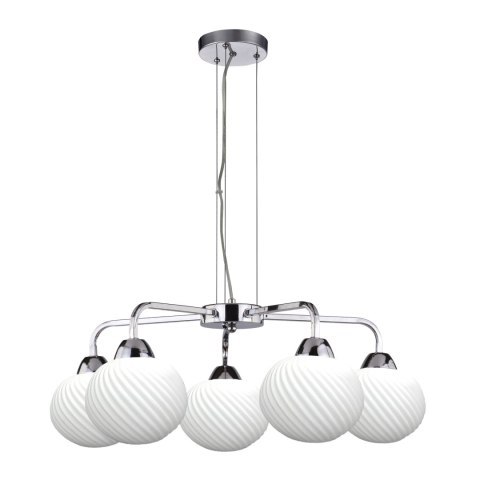 Madryt lampa wisz¹ca chrom 5x60W E27 klosz biały Madryt lampa wisz¹ca chrom 5x60W E27 klosz biały