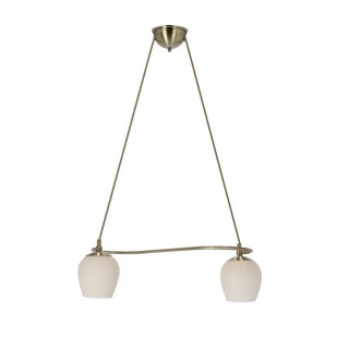 Serano lampa wisząca patynowy 2x60W E27 klosz kremowy