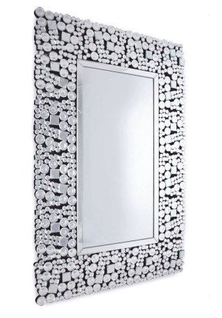 Lustro Bell 80/120cm prostokątne dekoracyjne w bogato zdobionej ramie złożonej z kryształków