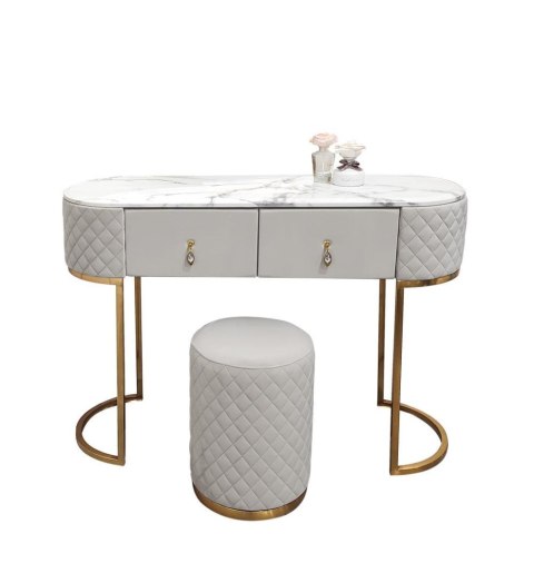 Toaletka Miluza 120/82/40cm w zestawie z elegancką pufą wyrafinowana szara Toaletka Miluza 120/82/40cm w zestawie z elegancką pufą wyrafinowana szara
