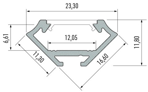 PROFIL ALUMINIOWY SREBRNY TYP C 2m + KLOSZ MLECZNY