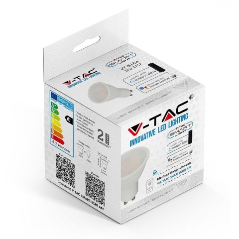 Żarówka LED SMART WiFi V-TAC 4.5W GU10 TUYA Amazon Alexa Google Home VT-5164 RGB+2700K-6400K 290lm