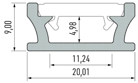 PROFIL ALUMINIOWY SREBRNY TYP T 2m + KLOSZ MLECZNY PROFIL ALUMINIOWY SREBRNY TYP T 2m + KLOSZ MLECZNY