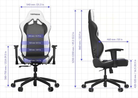Vertagear Racing Series S-Line SL2000 Fotel Gamingowy Biały/Niebieski