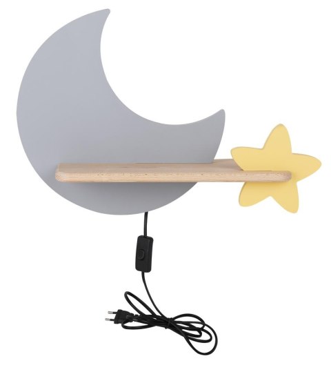 MOON LAMPA KINKIET ŚCIENNY 5W LED IQ KIDS Z PRZEWODEM Z WŁ. I WTYCZKĄ SZARY+ZŁOTY MOON LAMPA KINKIET ŚCIENNY 5W LED IQ KIDS Z PRZEWODEM Z WŁ. I WTYCZKĄ SZARY+ZŁOTY
