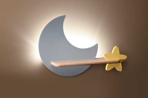 MOON LAMPA KINKIET ŚCIENNY 5W LED IQ KIDS Z PRZEWODEM Z WŁ. I WTYCZKĄ SZARY+ZŁOTY MOON LAMPA KINKIET ŚCIENNY 5W LED IQ KIDS Z PRZEWODEM Z WŁ. I WTYCZKĄ SZARY+ZŁOTY
