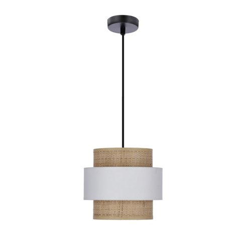 Rattan lampa wisząca czarny 1x40w e27 abażur biały+kremowy Rattan lampa wisząca czarny 1x40w e27 abażur biały+kremowy