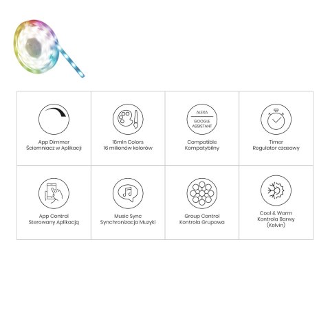 Zestaw LED RGB Wi-FI 5m Smart Tuya IP65 + CCT + Dim 12V Zestaw LED RGB Wi-FI 5m Smart Tuya IP65 + CCT + Dim 12V