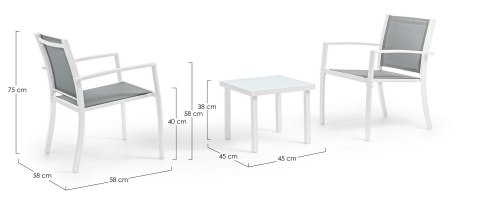 BIZZOTTO zestaw ogrodowy AURI biały / szary