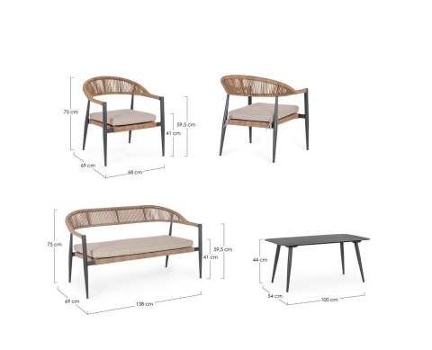 BIZZOTTO zestaw ogrodowy JANDIA szary / beż