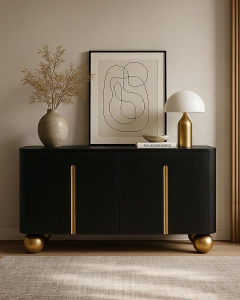 MaMaison komoda ORGANIC czarna / złota / drewno