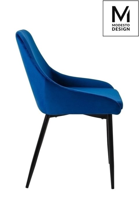 MODESTO krzesło CLOVER ciemny niebieski - welur, metal