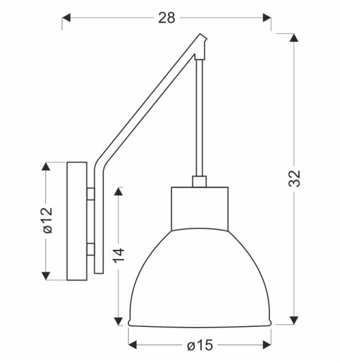 Kinkiet ścienny INEZZ 1x60W E27 czarny, nowoczesna lampa na ścianę do salonu, sypialni lub korytarza, elegancki industrialny des