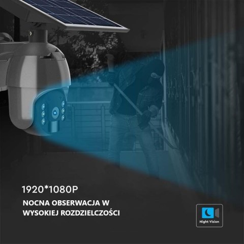 Kamera Zewnętrzna V-TAC 4G LTE HD SMART Solarna Obrotowa PTZ IR Czarna VT-11024-4G