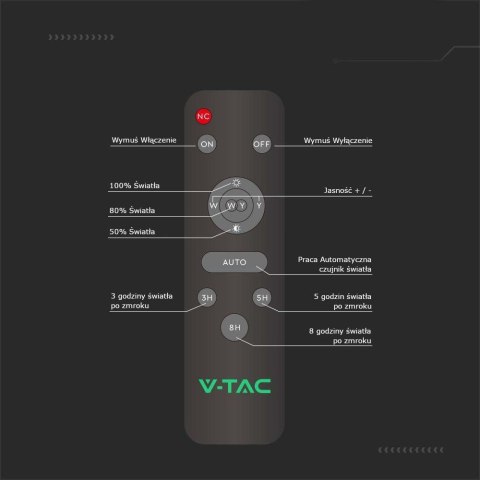 Oprawa Uliczna LED Solarna V-TAC BRIDGELUX CHIP IP65 Pilot LiFePO4 Panel 40W VT-15111ST 4000K 2500lm
