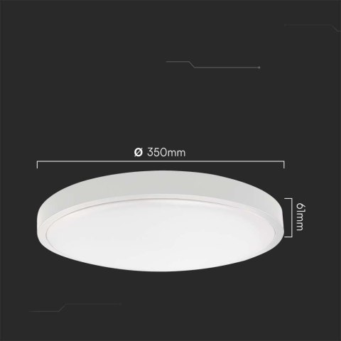 Plafon V-TAC 24W LED Okrągły 35cm Natynkowy Pilot Czujnik Ruchu IP44 Biały VT-8624S 6500K 2500lm