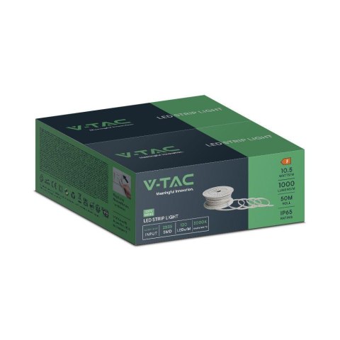 Taśma LED 230V V-TAC RĘKAW IP65 120LED/m 10,5W/m Rolka 50mb VT-2835 121-50M 4000K 1000lm