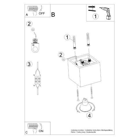 Plafon QUAD 1 szary