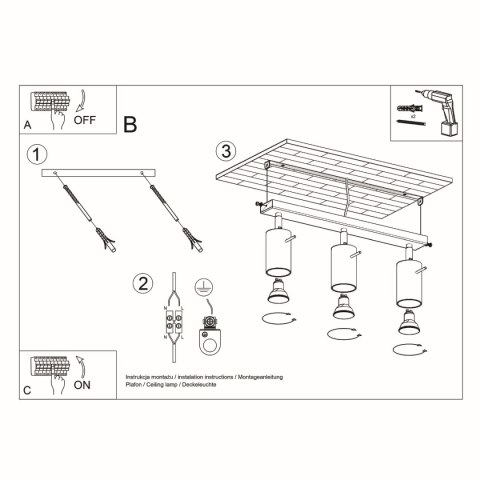 Plafon RING 3L czarny