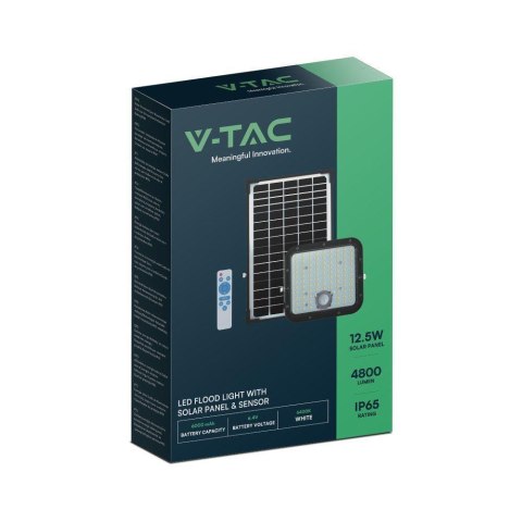 Projektor LED Solarny V-TAC 30W IP65, Pilot Timer, LiFePo 6.4V 6000mA Czarny VT-432 4000K 4800lm 3 Lata Gwarancji