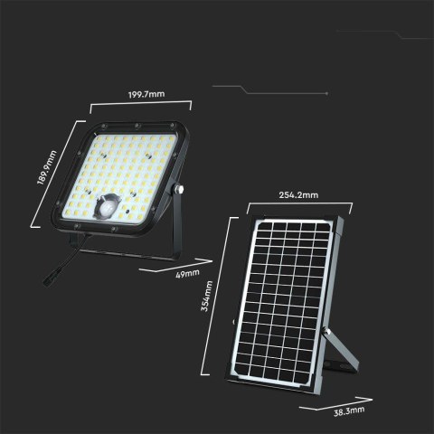 Projektor LED Solarny V-TAC 30W IP65, Pilot Timer, LiFePo 6.4V 6000mA Czarny VT-432 4000K 4800lm 3 Lata Gwarancji