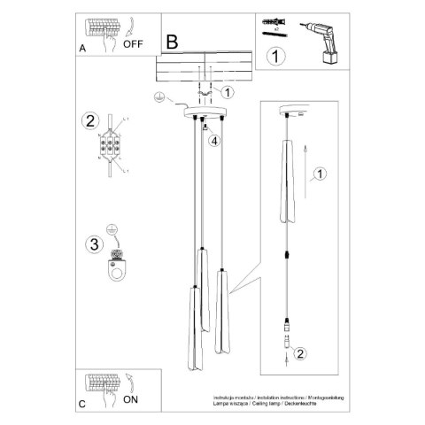 Lampa wisząca PRYSM 3P biała