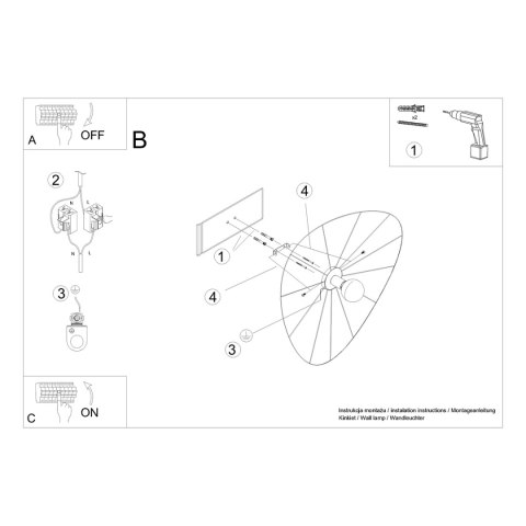 Kinkiet / Plafon ESKOLA 140 czarny