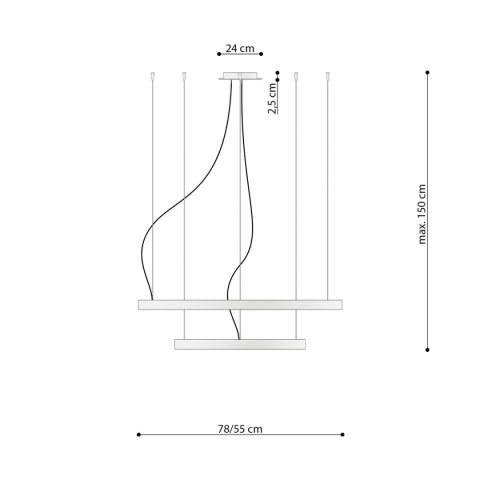 Żyrandol RIO 2 55/78 biały LED 3000K