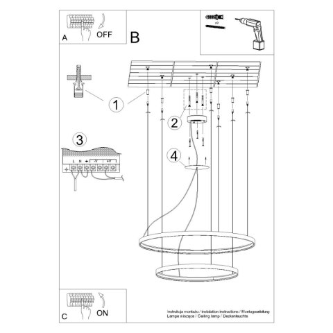 Żyrandol RIO 2 55/78 czarny LED 4000K