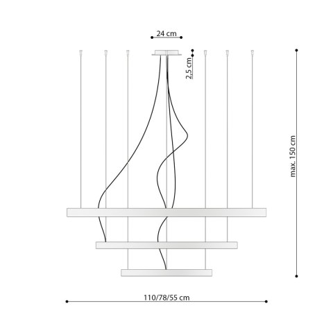 Żyrandol RIO 3 55/78/110 biały LED 4000K