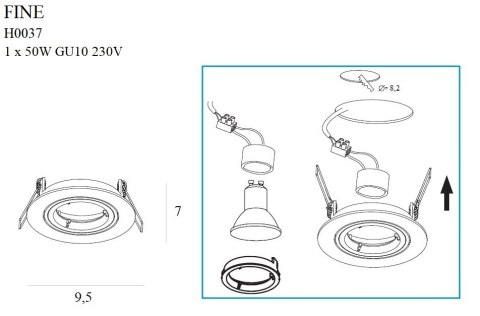 MAXLIGHT H0037 OPRAWA WPUSTOWA FINE OKRĄGŁA METAL SZCZOTKOWANY