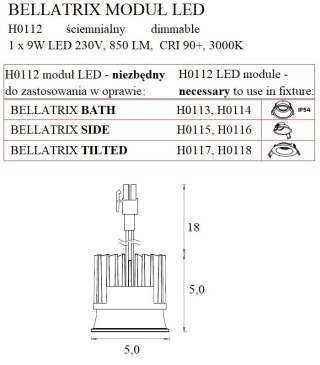 MAXLIGHT H0112 MODUŁ ŚWIETLNY BELLATRIX LED MODULE - ściemnialny DO OPRAW WPUSTOWYCH BELLATRIX