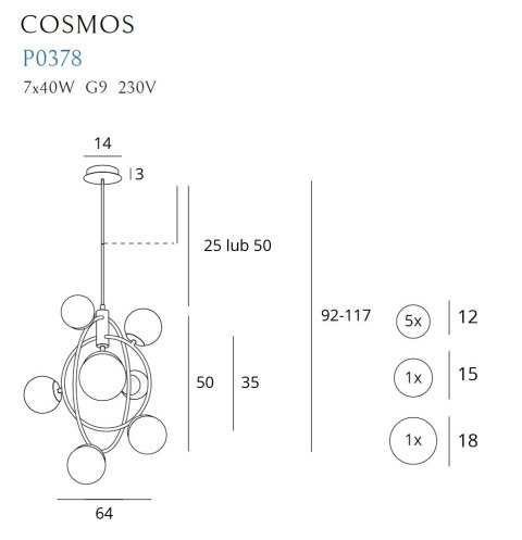 MAXLIGHT P0378 LAMPA WISZĄCA COSMOS MAXLIGHT P0378 LAMPA WISZĄCA COSMOS